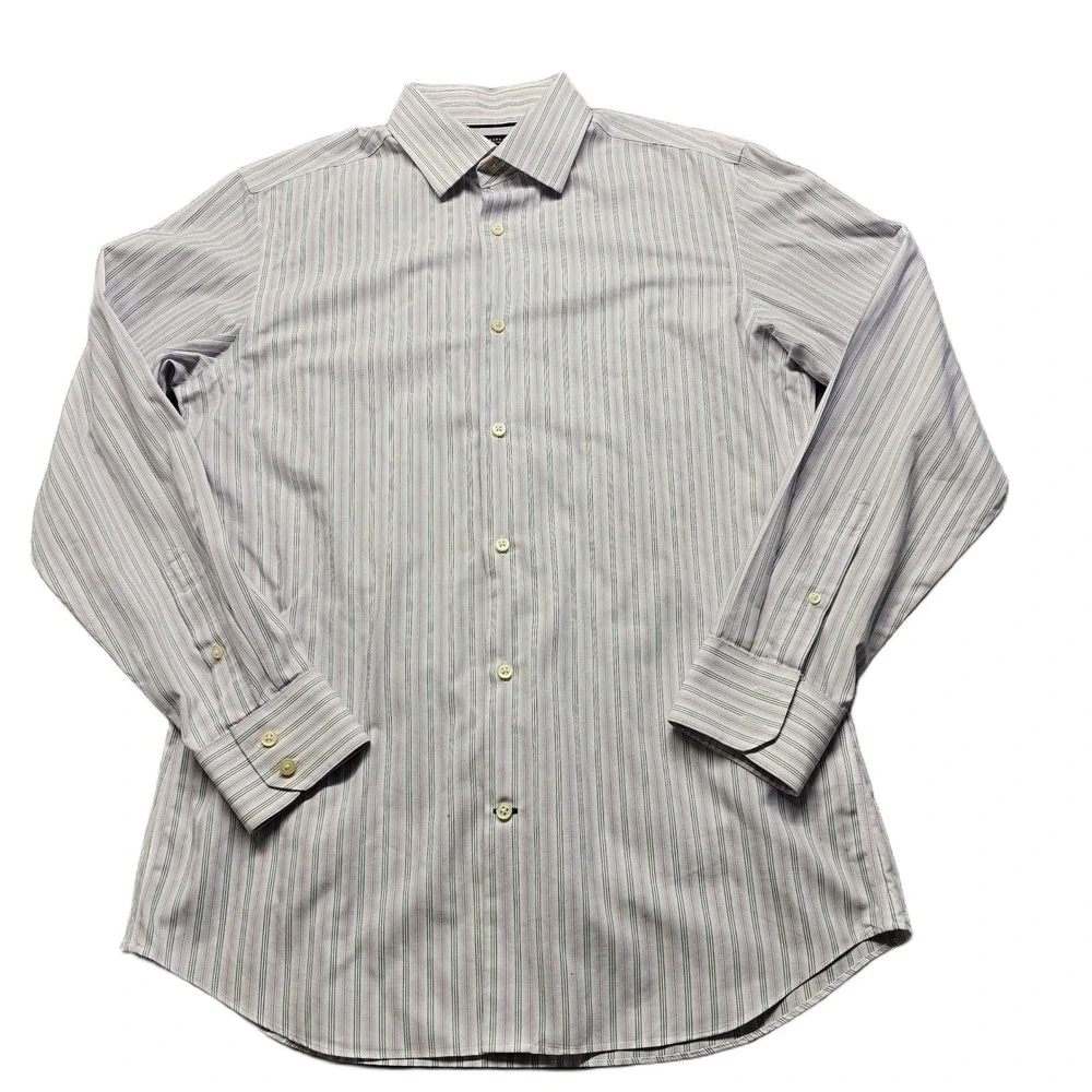 Banana Republic Shirt Dress Men M Purple Blue Stripe Non Iron Slim Fit Button Up